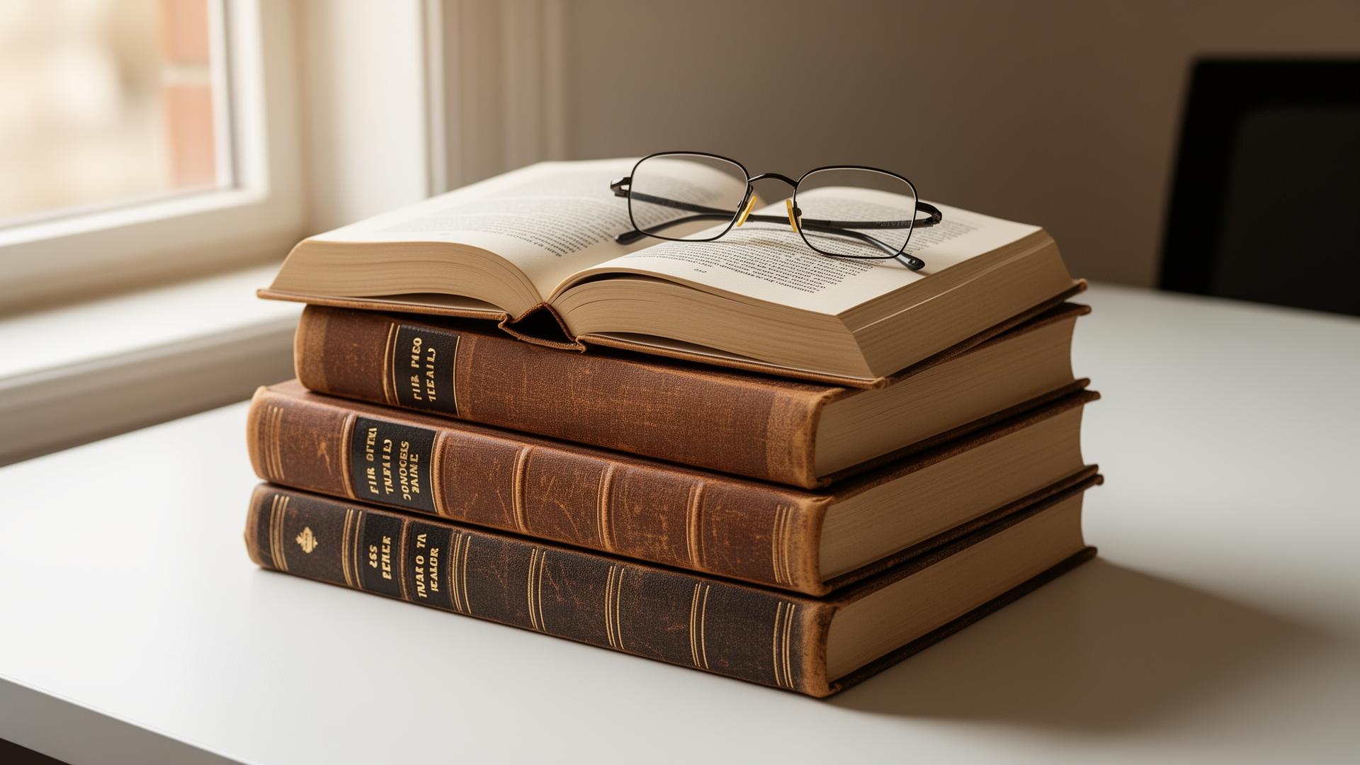 Livre ouvert et plume sur bureau éditorial